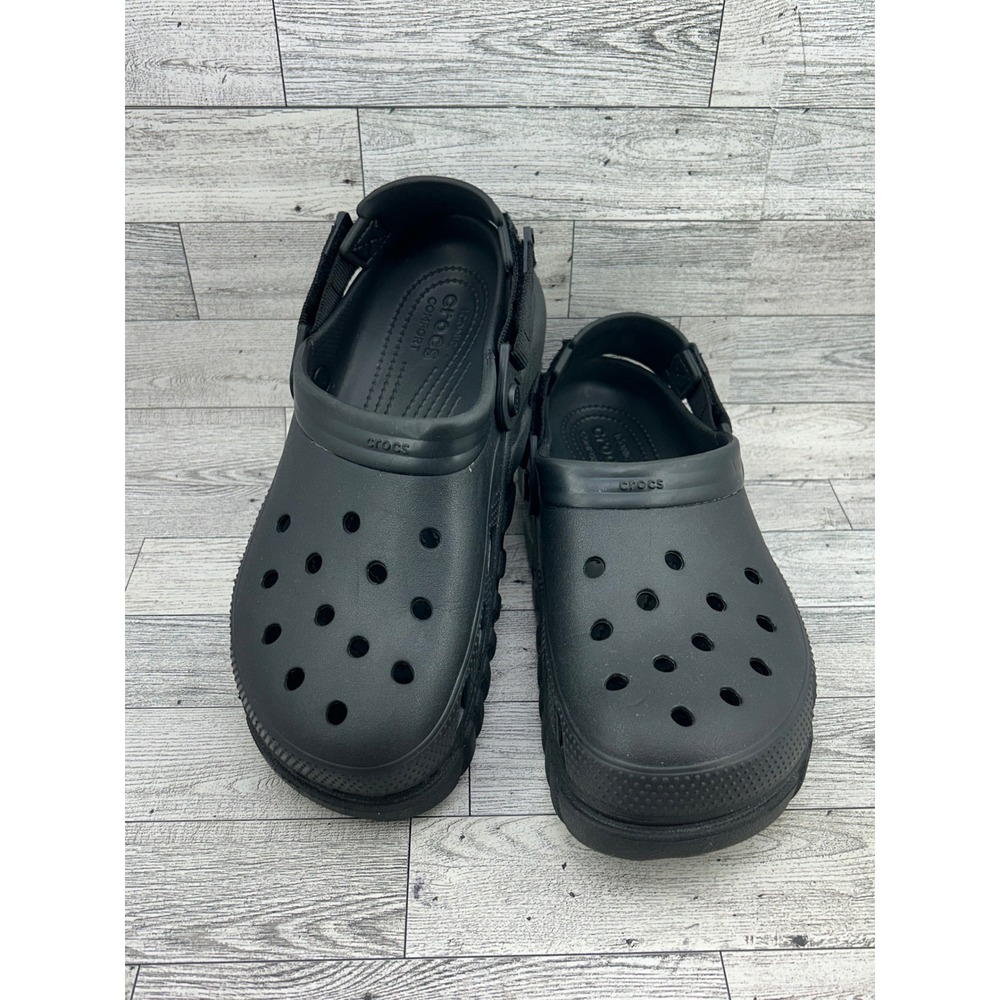 Crocs Classic All-Terrain Clog Black Adjustable Strap Mens 8 Womens 10 206340